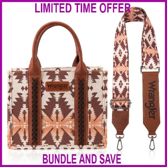 Handbags - Western Aztec Tote Bag with Adjustable Strap, 10.5" Satchel